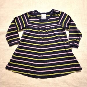 Hanna Andersson girls size 70 or 6-12 months navy, green & purple dress VGUC